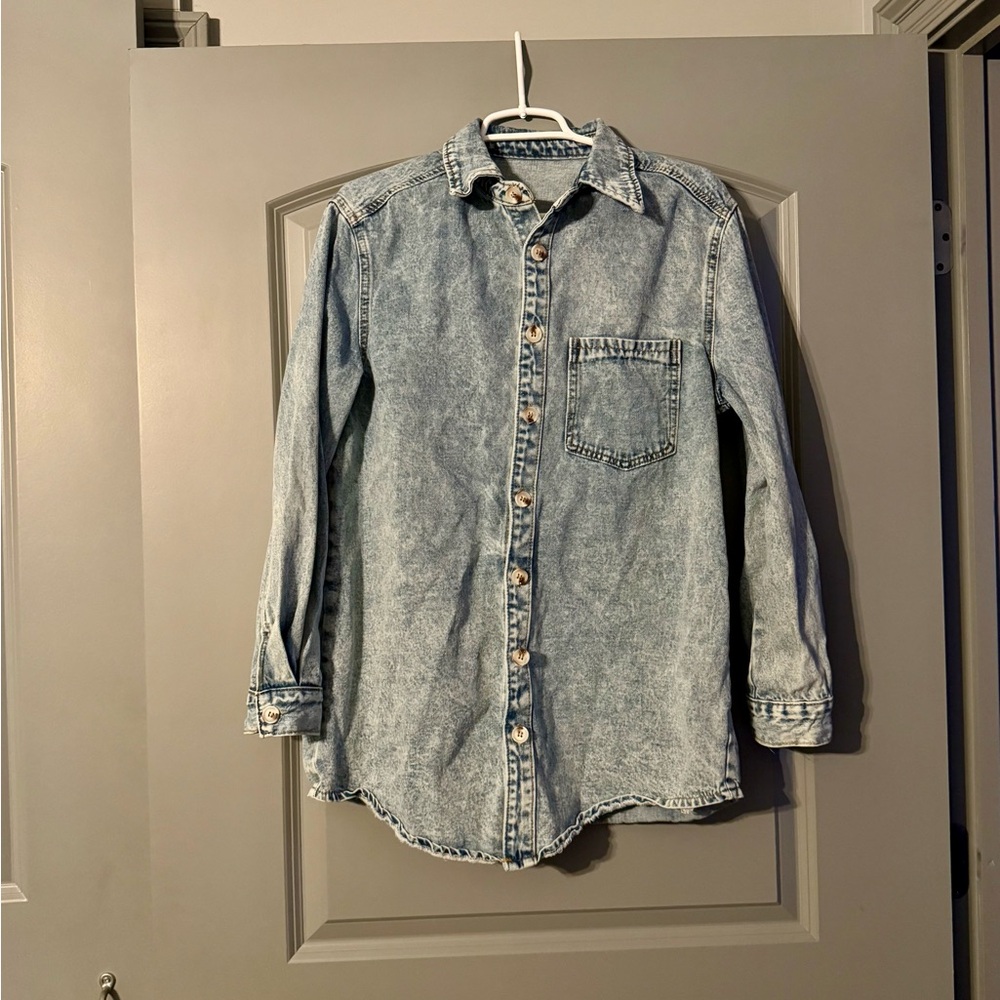 SHEIN Light Blue Denim Shirt